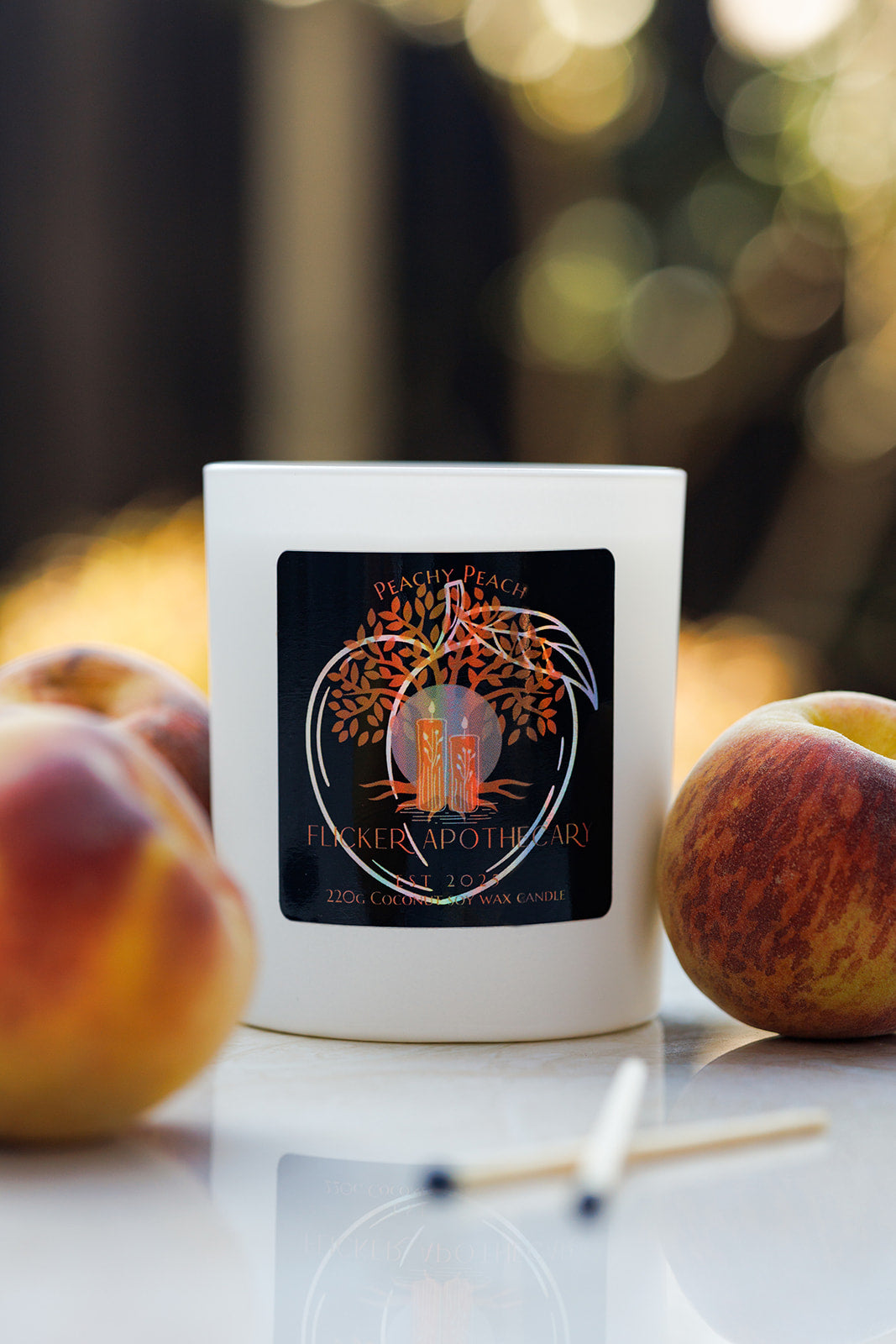 🍑 Peachy Peach Candle – 220g Coconut Soy Wax | Limited Edition | Flicker Apothecary