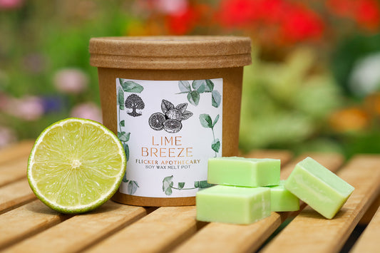 Lime Breeze Wax Melt Pot – 150g Soy Wax Melts in Reusable Muslin Pouch | Fresh Citrus Scent