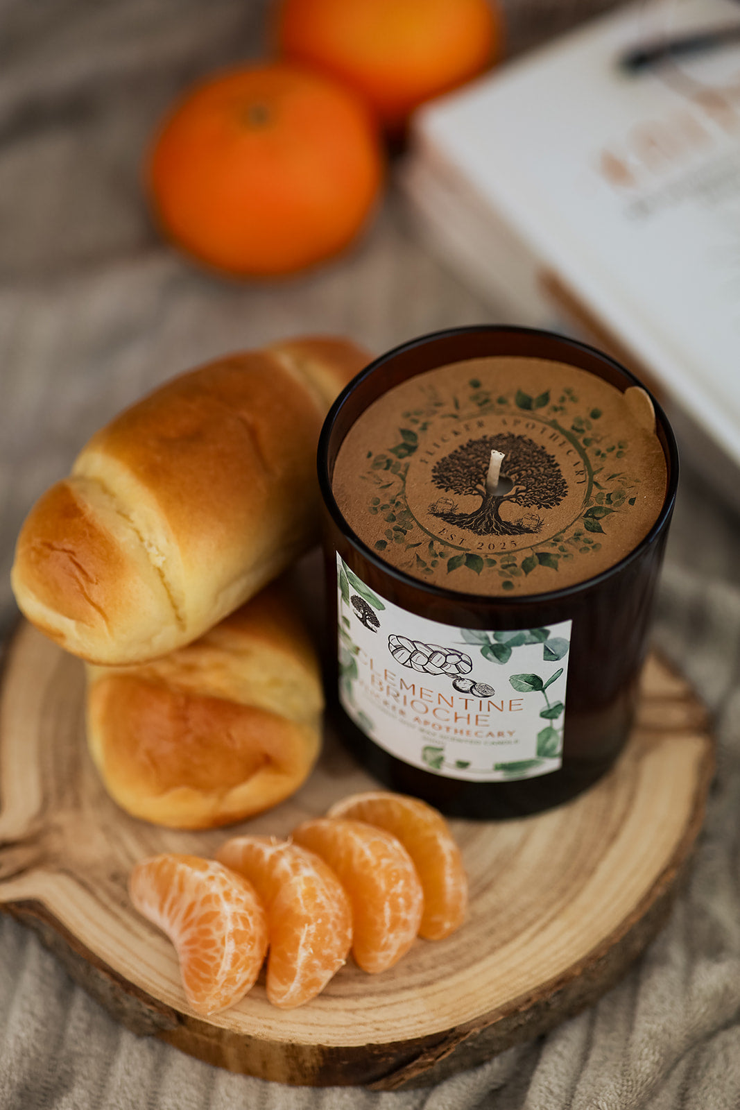 š Clementine Brioche Candle ā 220g Coconut Soy Wax | Flicker Apothecary