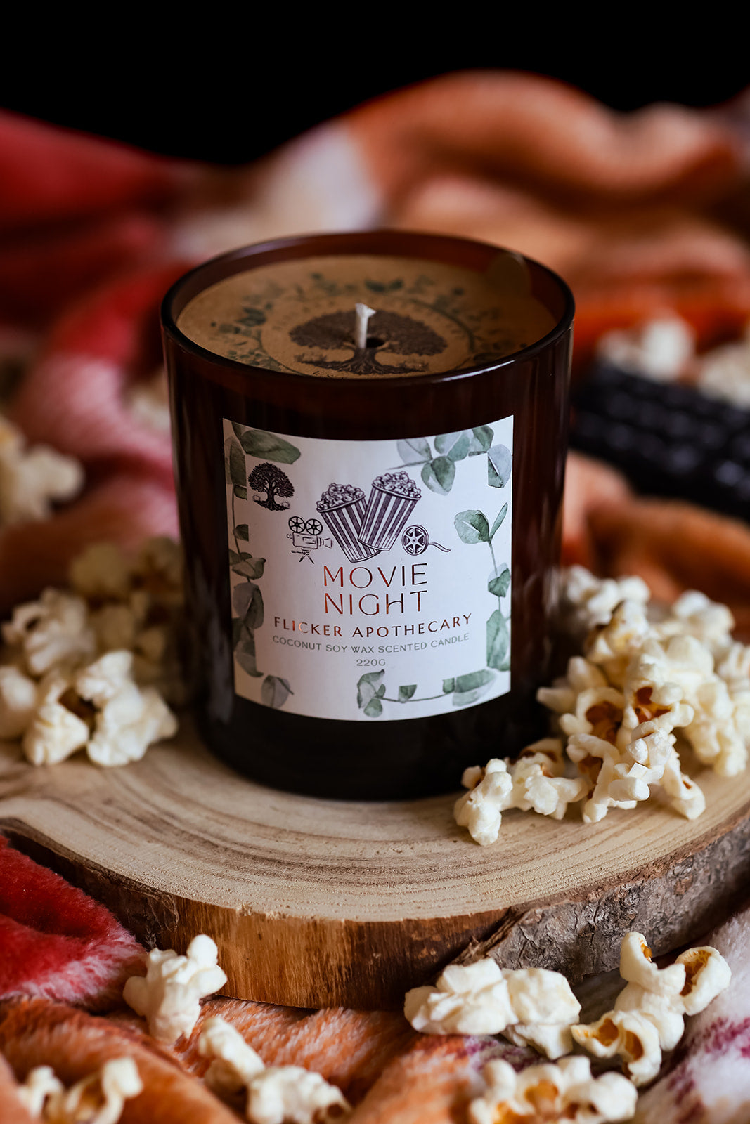 š½ Movie Night Candle ā 220g Coconut Soy Wax | Flicker Apothecary