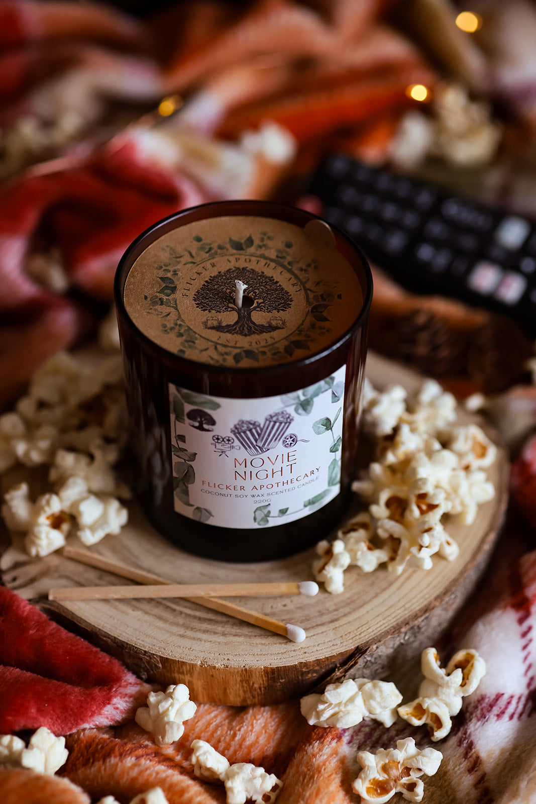 š½ Movie Night Candle ā 220g Coconut Soy Wax | Flicker Apothecary