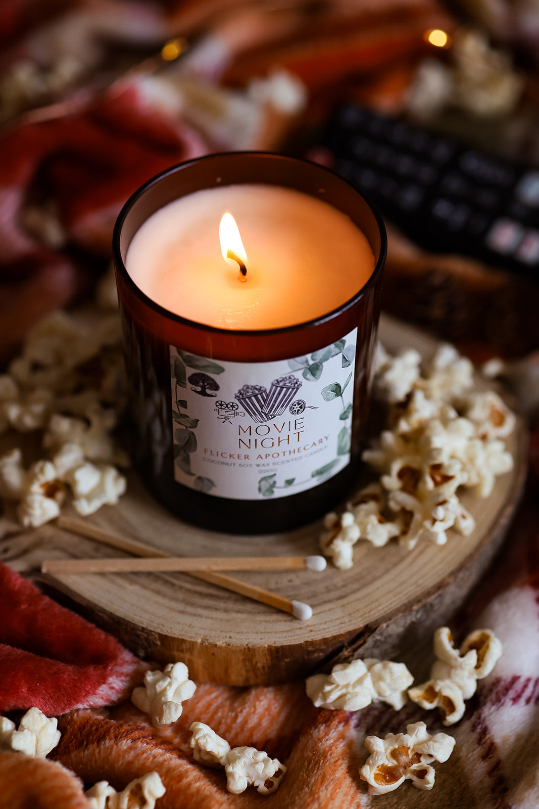 š½ Movie Night Candle ā 220g Coconut Soy Wax | Flicker Apothecary