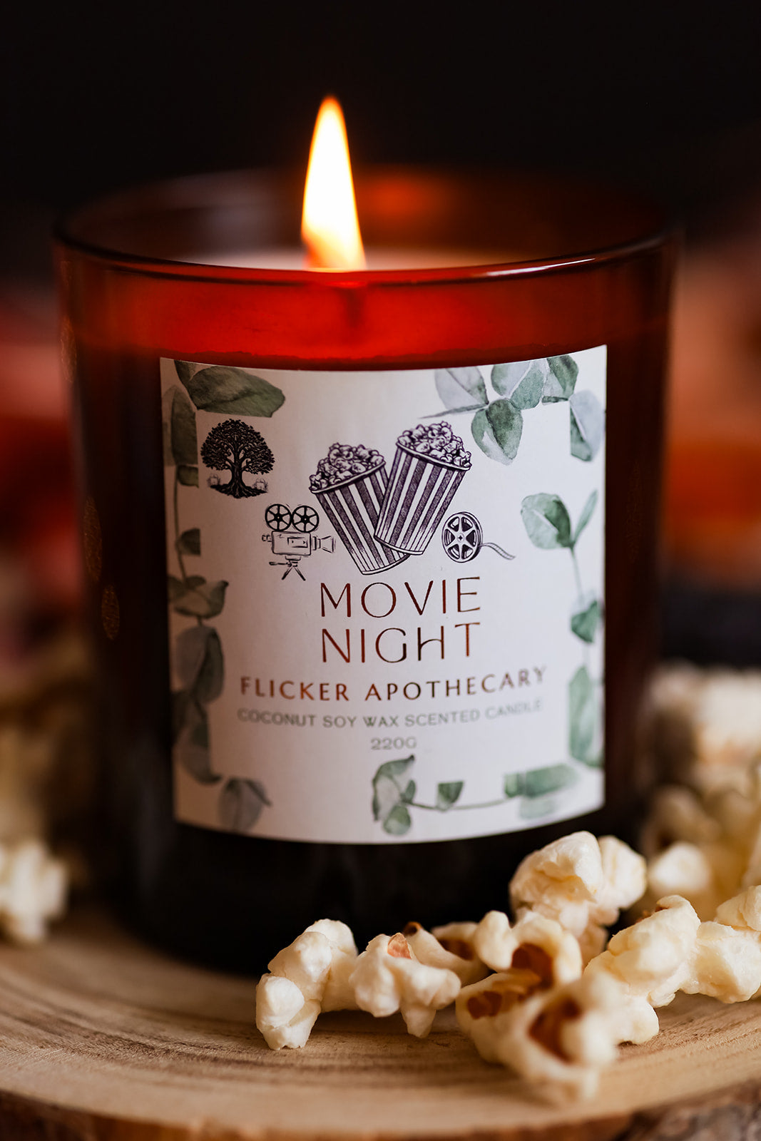 š½ Movie Night Candle ā 220g Coconut Soy Wax | Flicker Apothecary
