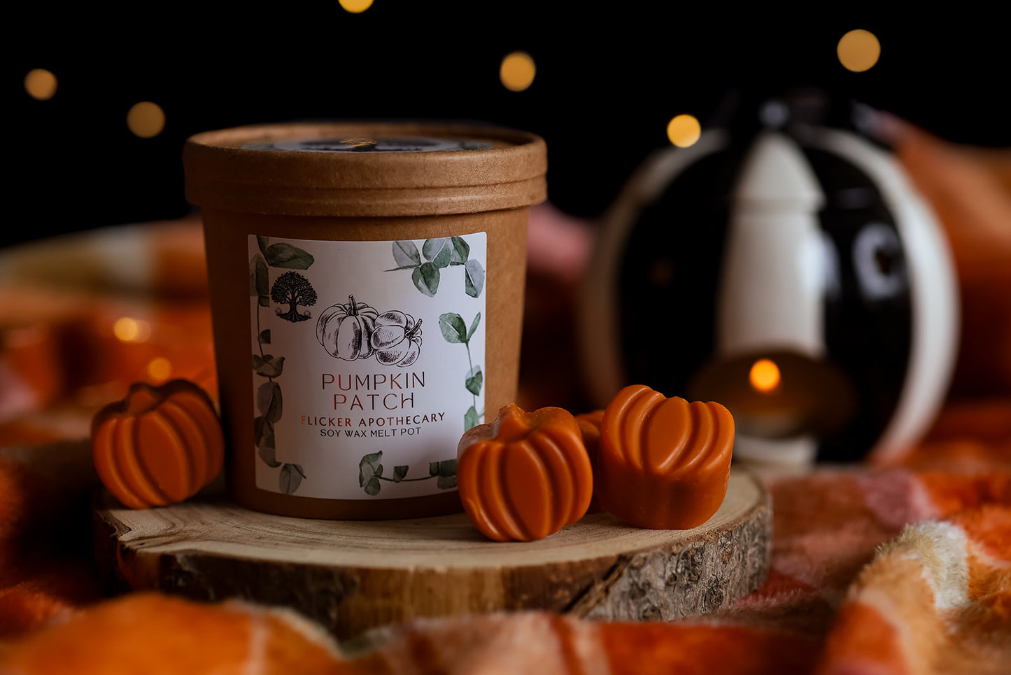 Pumpkin Patch Wax Melt Pot โ 150g Soy Wax Melts in Reusable Muslin Pouch | Autumnal Scent