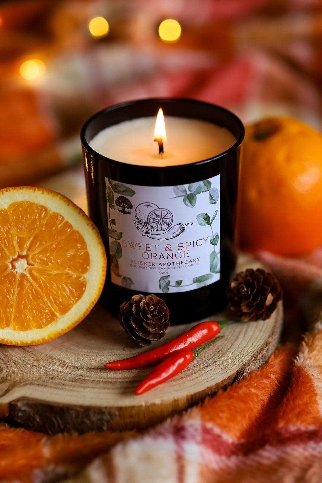 π Sweet & Spicy Orange Candle β 220g Coconut Soy Wax | Limited Edition | Flicker Apothecary