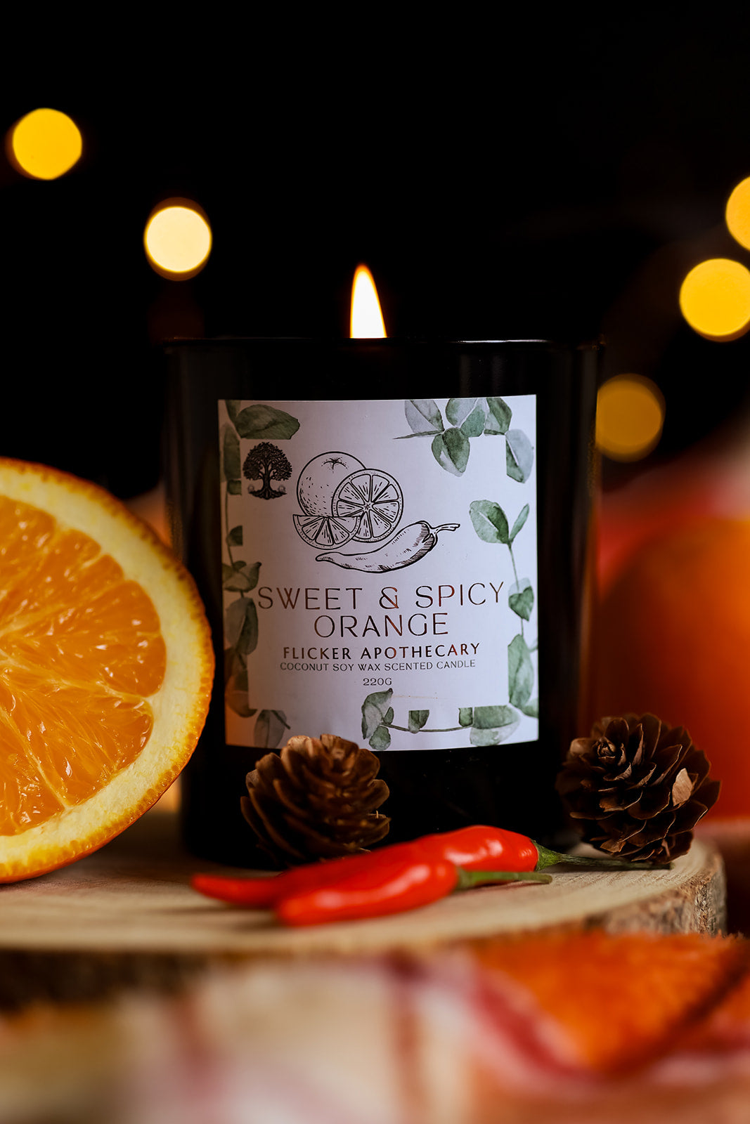 π Sweet & Spicy Orange Candle β 220g Coconut Soy Wax | Limited Edition | Flicker Apothecary