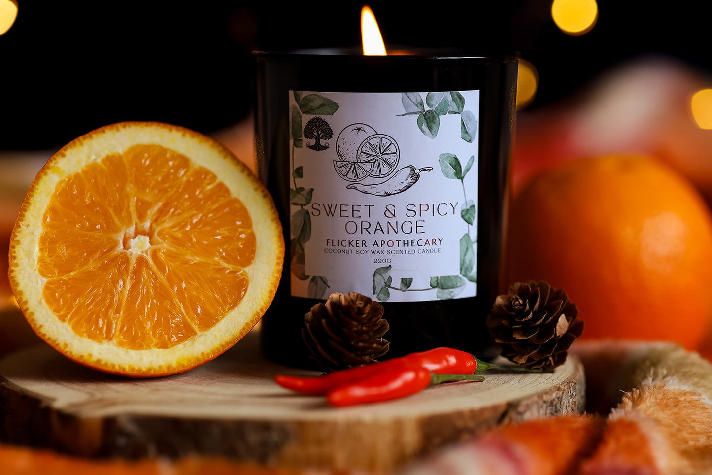 π Sweet & Spicy Orange Candle β 220g Coconut Soy Wax | Limited Edition | Flicker Apothecary