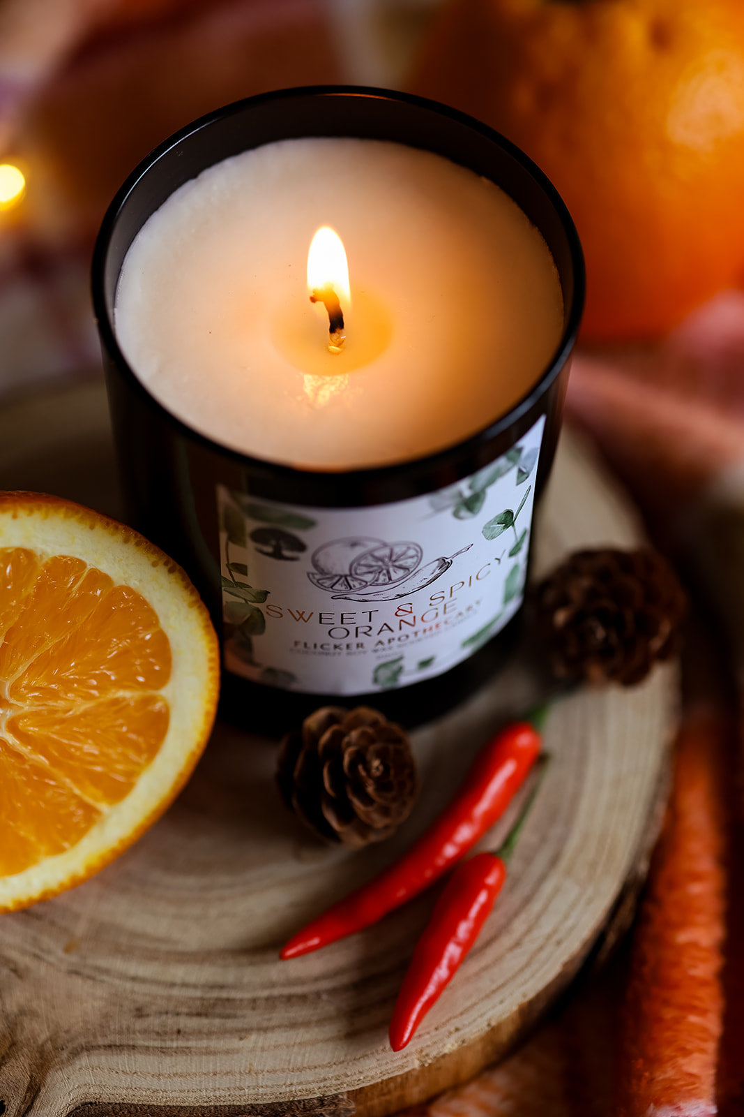 π Sweet & Spicy Orange Candle β 220g Coconut Soy Wax | Limited Edition | Flicker Apothecary