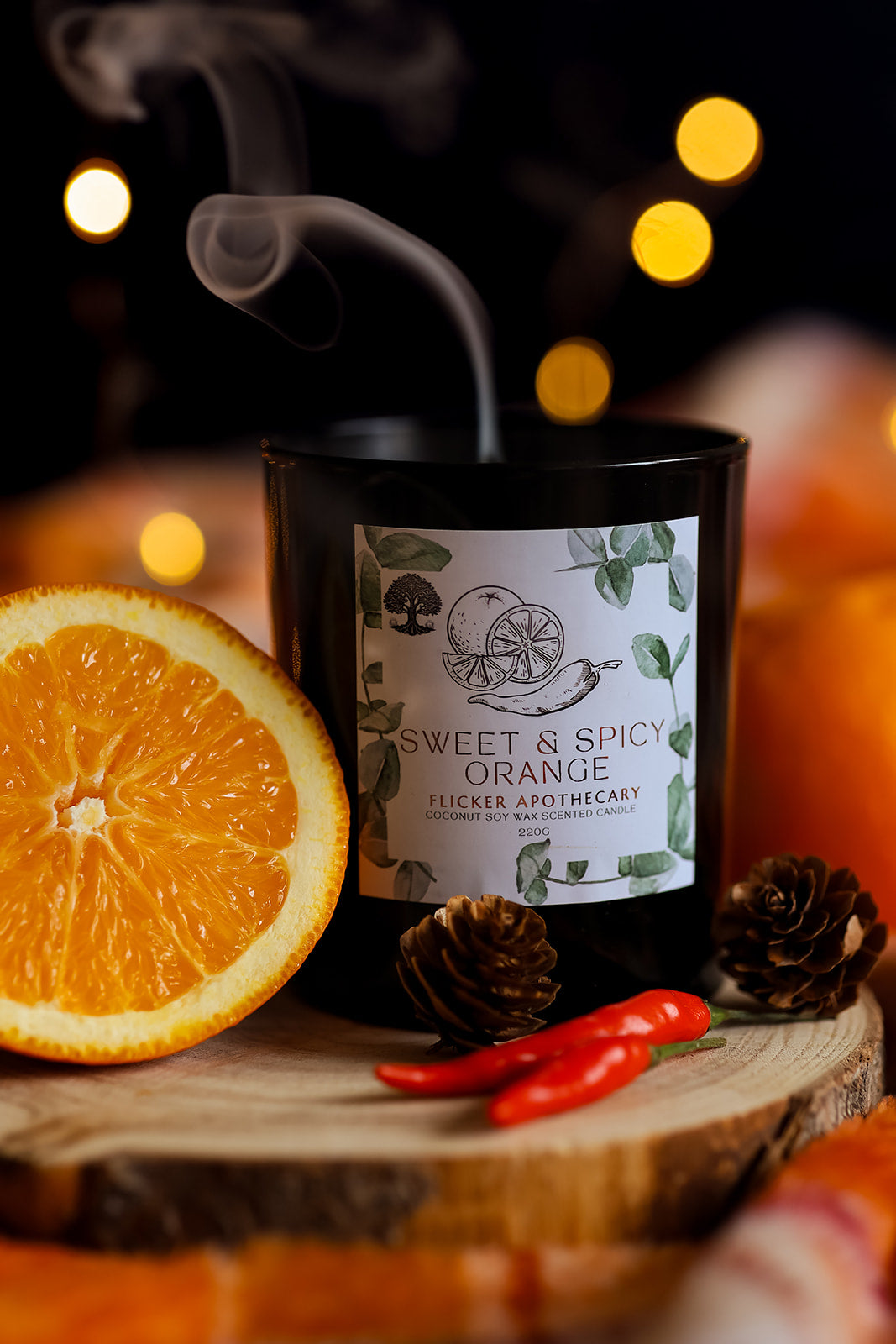 π Sweet & Spicy Orange Candle β 220g Coconut Soy Wax | Limited Edition | Flicker Apothecary
