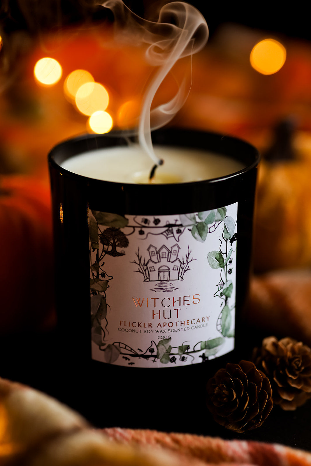 π§ββοΈ Witches Hut Halloween Candle β 220g Coconut Soy Wax | Limited Edition | Flicker Apothecary