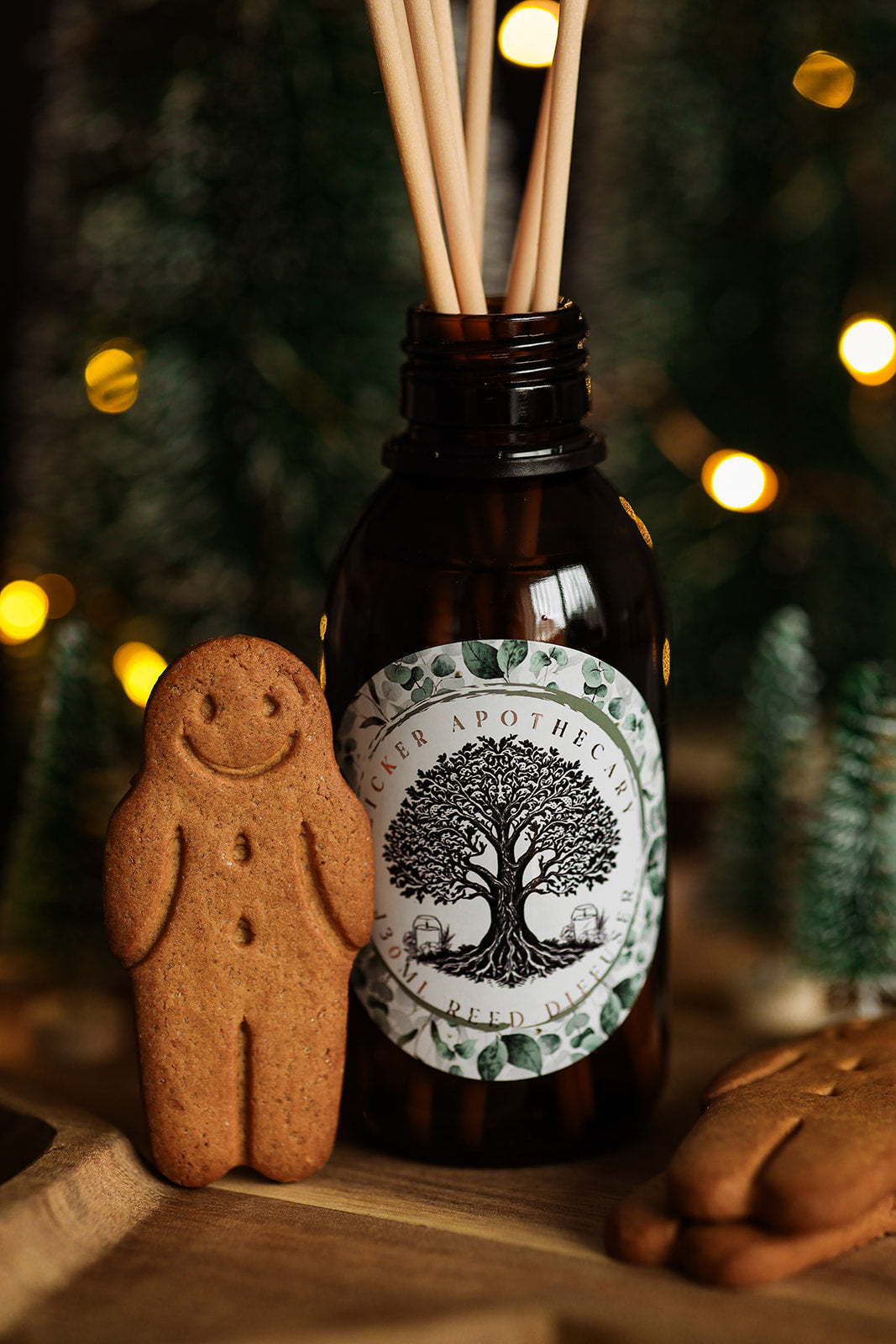 Festive Gingerbread Reed Diffuser – 130ml Vegan, Alcohol-Free | Long-Lasting Home Fragrance | Handmade in the UK