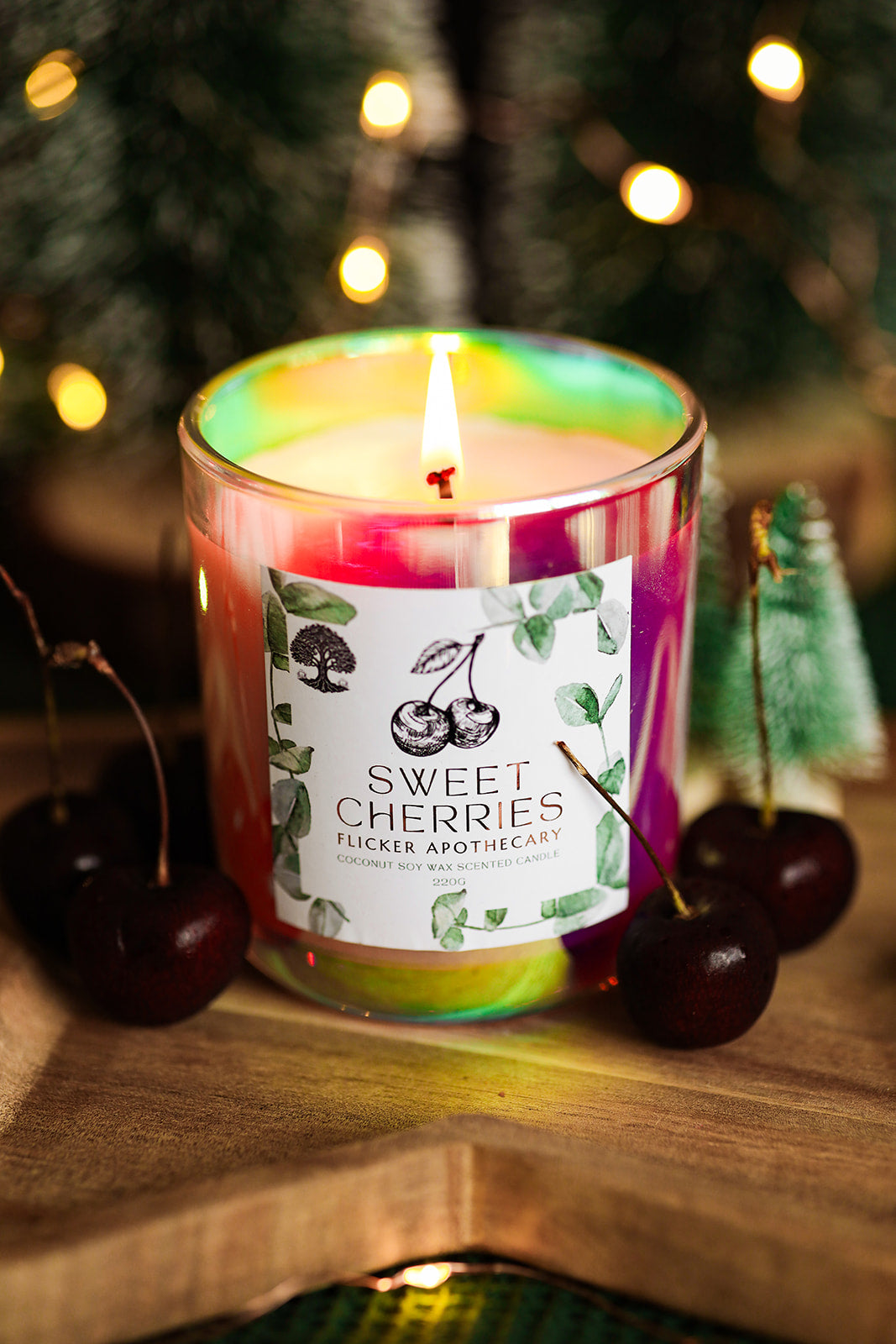 🍒 Sweet Cherries Candle – 220g Coconut Soy Wax | Flicker Apothecary