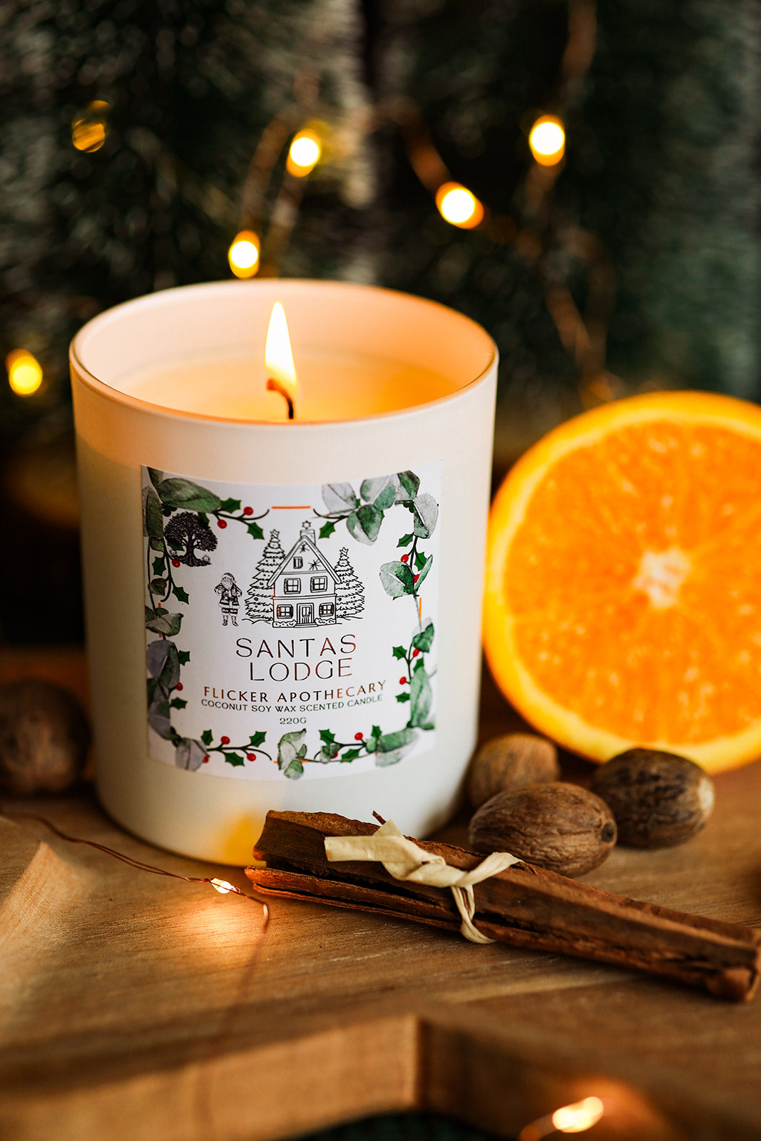 🎅 Santas Lodge Candle – 220g Coconut Soy Wax | Flicker Apothecary