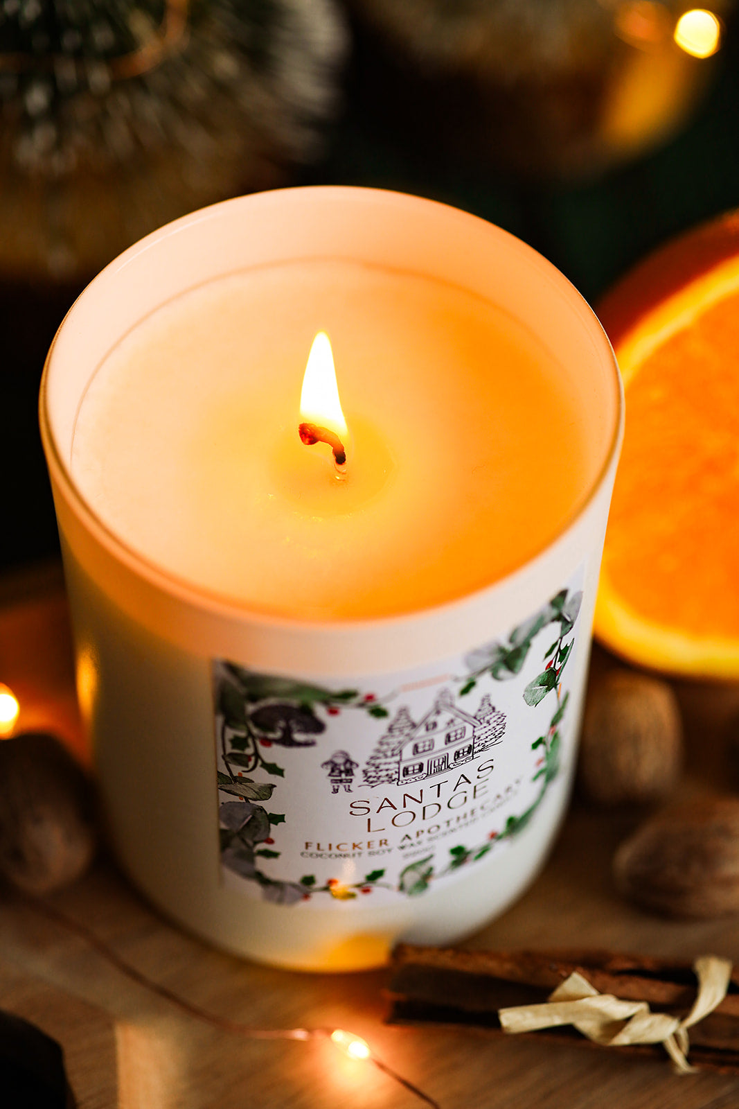 🎅 Santas Lodge Candle – 220g Coconut Soy Wax | Flicker Apothecary