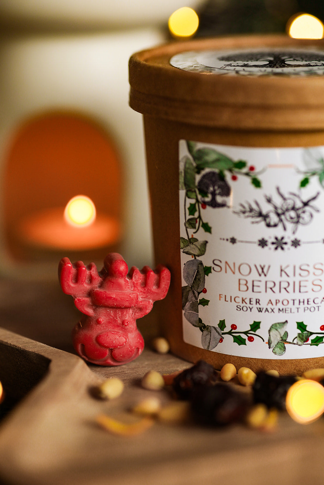 Snow Kissed Berries Wax Melt Pot – 150g Soy Wax Melts in Reusable Muslin Pouch | Winter Scent