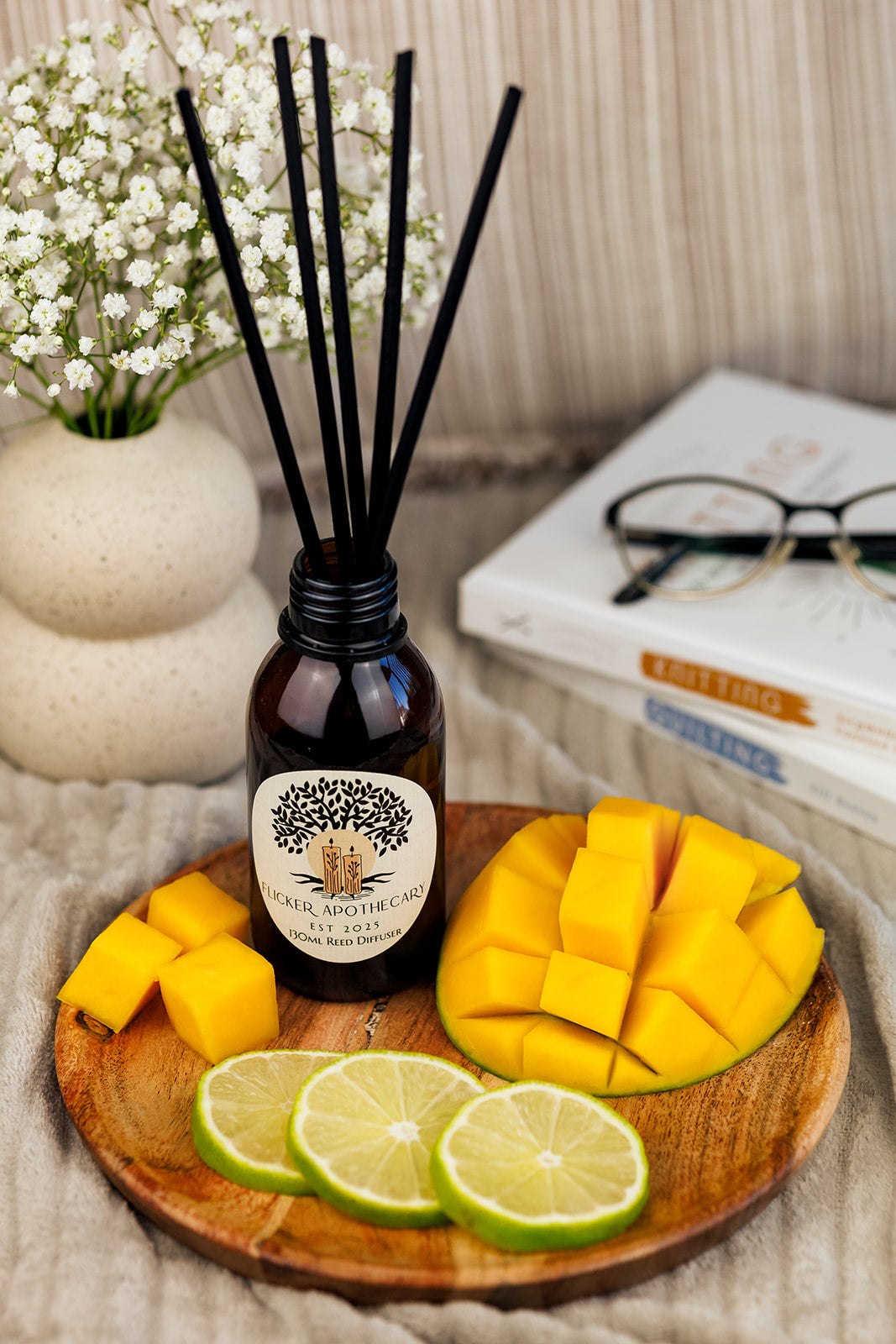 Sweet & Zesty Reed Diffuser – 130ml Vegan, Alcohol-Free | Long-Lasting Home Fragrance | Handmade in the UK