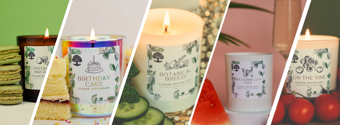 Range of candles Flicker Apothecary sell with a foody, fruity element 