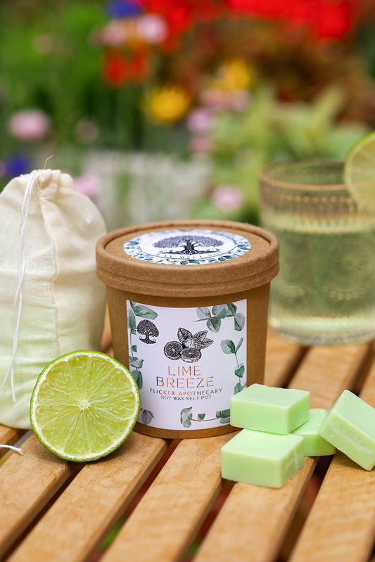Lime Breeze Wax Melt Pot – 150g Soy Wax Melts in Reusable Muslin Pouch | Fresh Citrus Scent