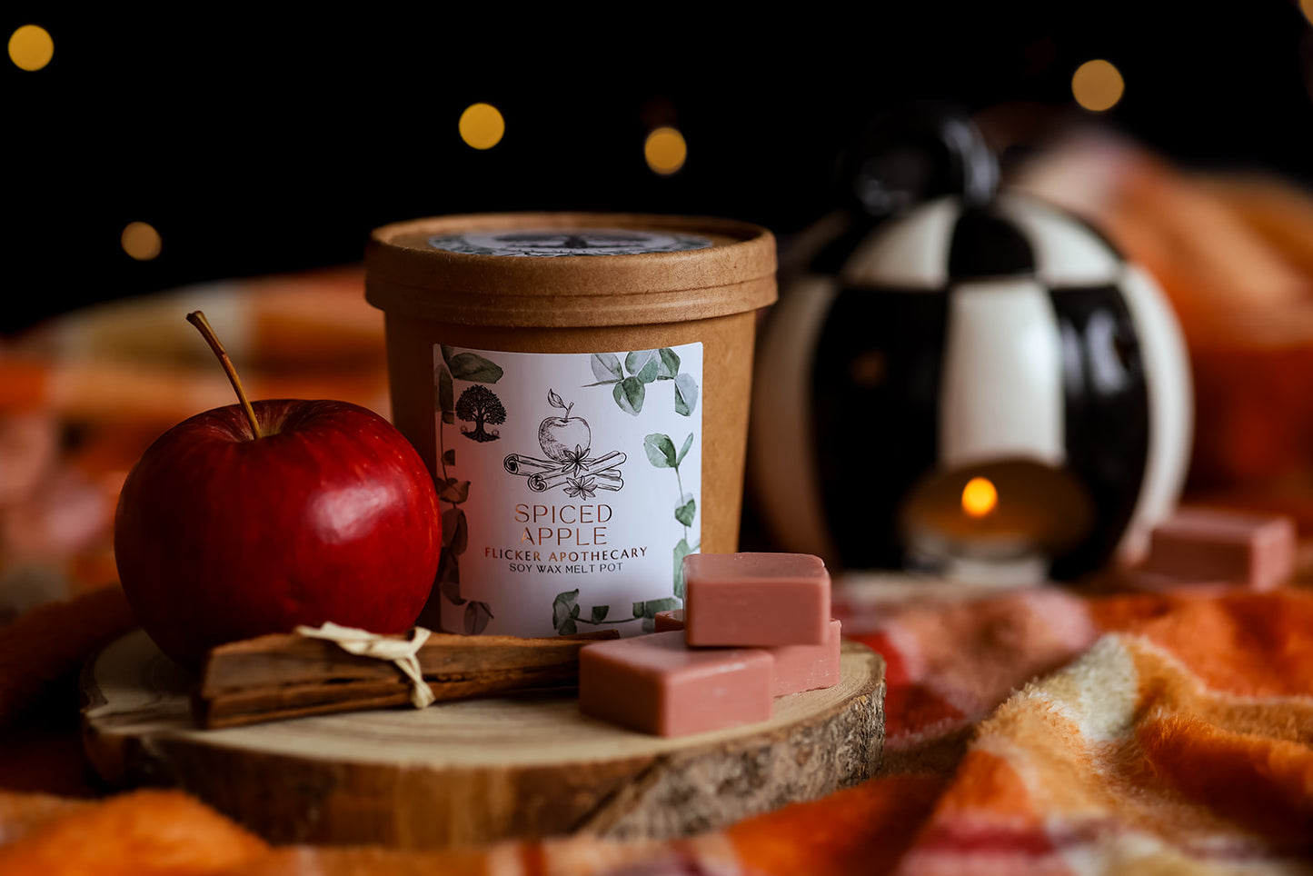 Spiced Apple Wax Melt Pot – 150g Soy Wax Melts in Reusable Muslin Pouch | Autumnal Scent