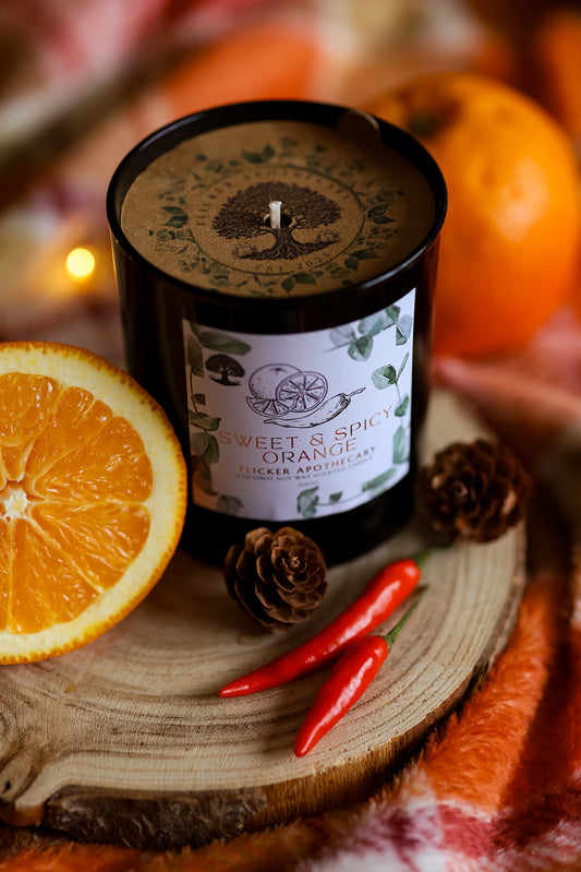 🍊 Sweet & Spicy Orange Candle – 220g Coconut Soy Wax | Limited Edition | Flicker Apothecary
