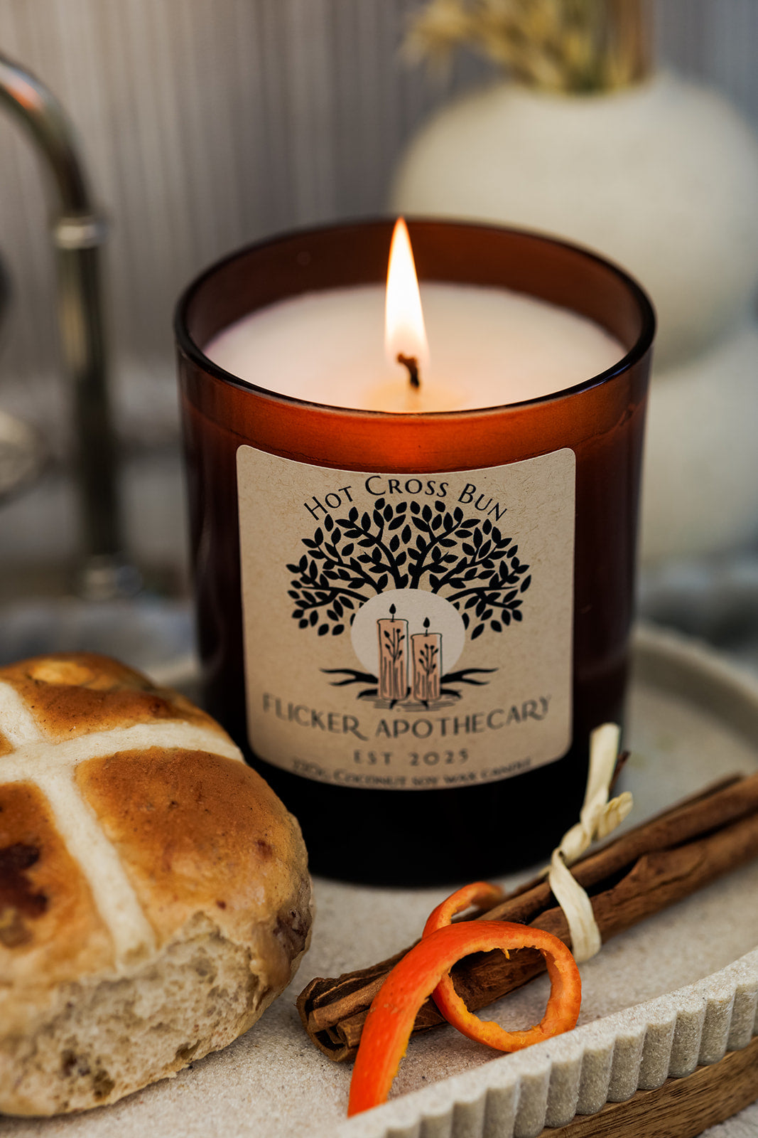 Hot Cross Bun 220g Coconut Soy Wax Candle