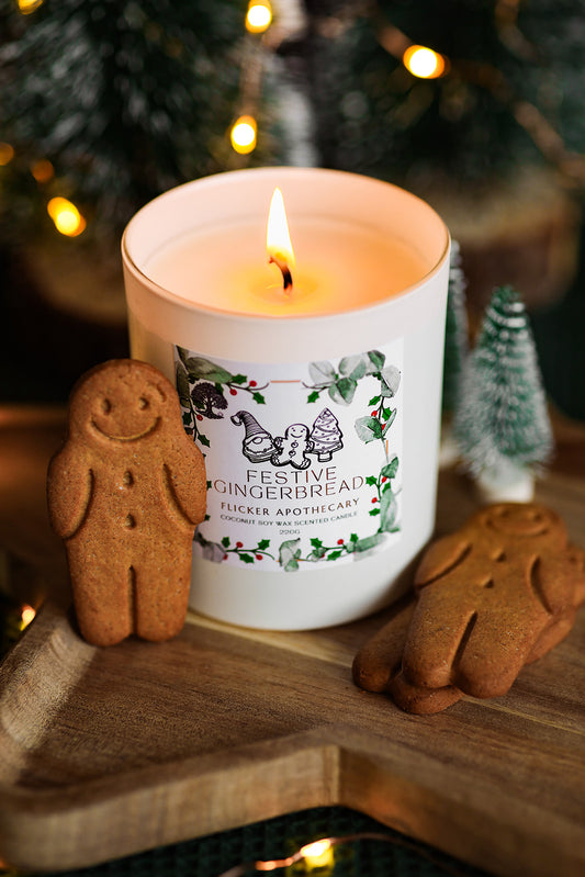 🎄 Festive Gingerbread Candle – 220g Coconut Soy Wax | Flicker Apothecary