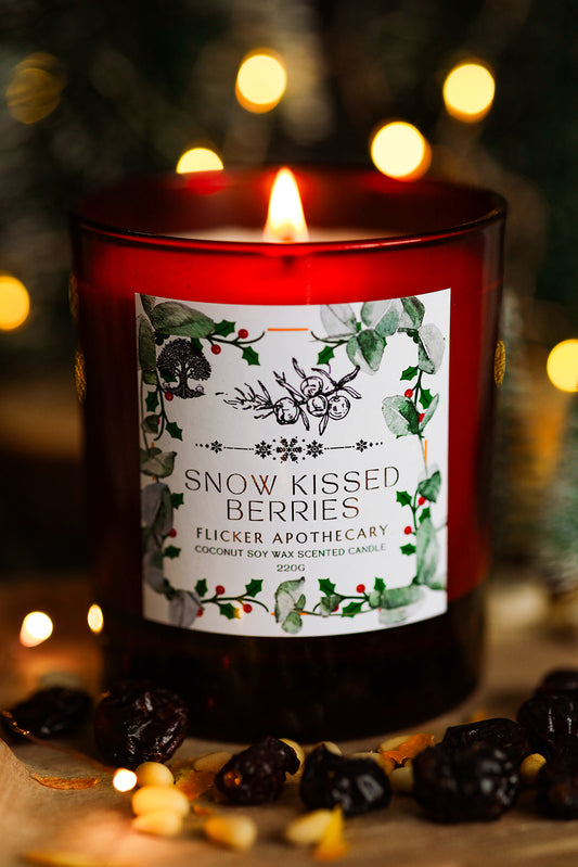 ❄️ Snow Kissed Berries Candle – 220g Coconut Soy Wax | Flicker Apothecary