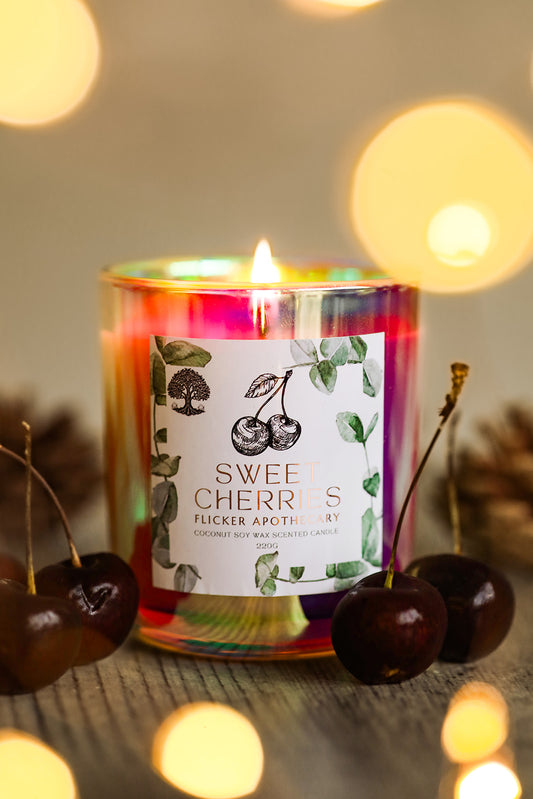 🍒 Sweet Cherries Candle – 220g Coconut Soy Wax | Flicker Apothecary