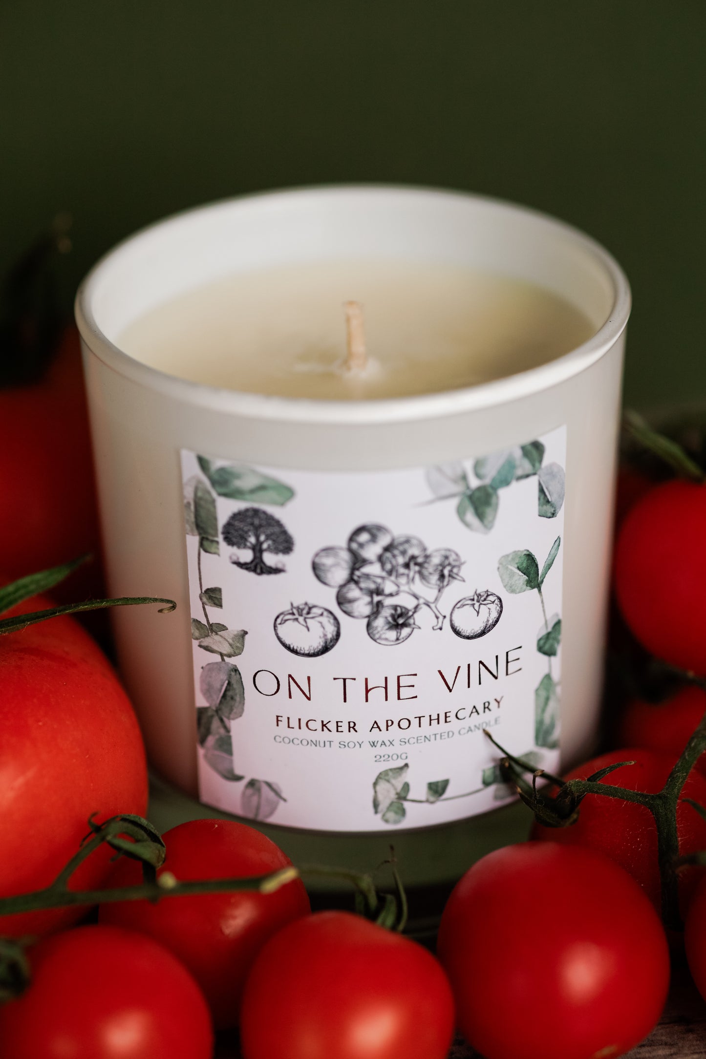 🍅 On The Vine Candle – 220g Coconut Soy Wax | Flicker Apothecary