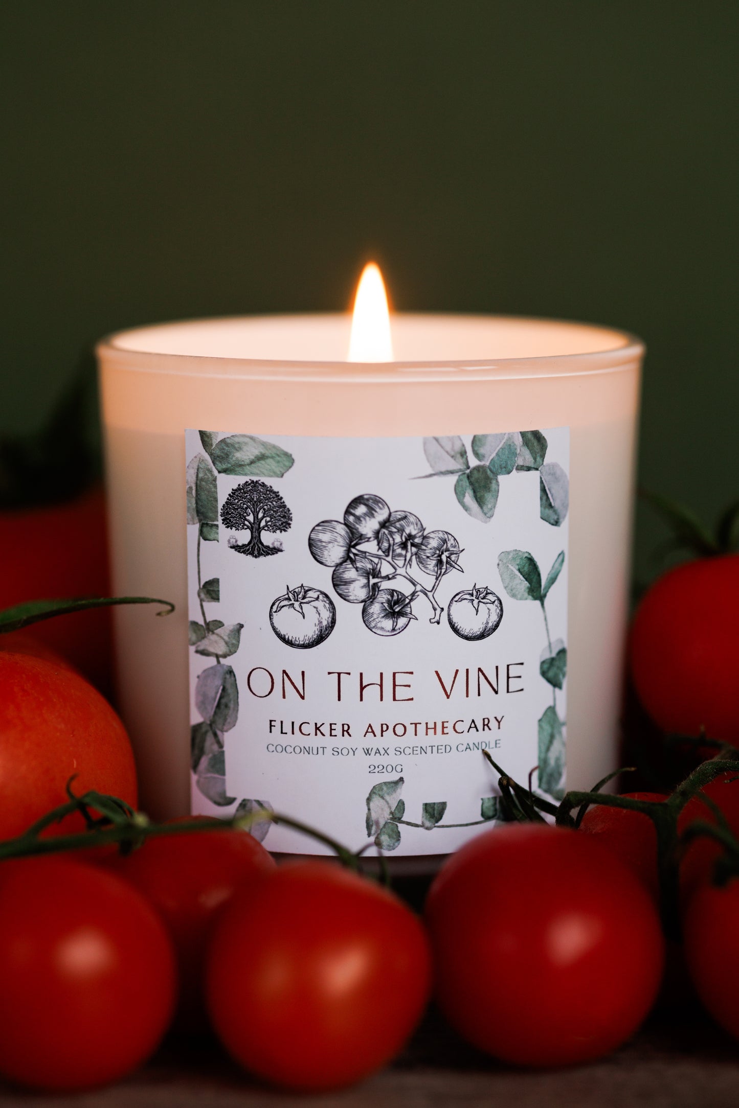 🍅 On The Vine Candle – 220g Coconut Soy Wax | Flicker Apothecary