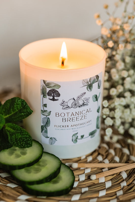 🌿 Botanical Breeze Candle – 220g Coconut Soy Wax | Flicker Apothecary
