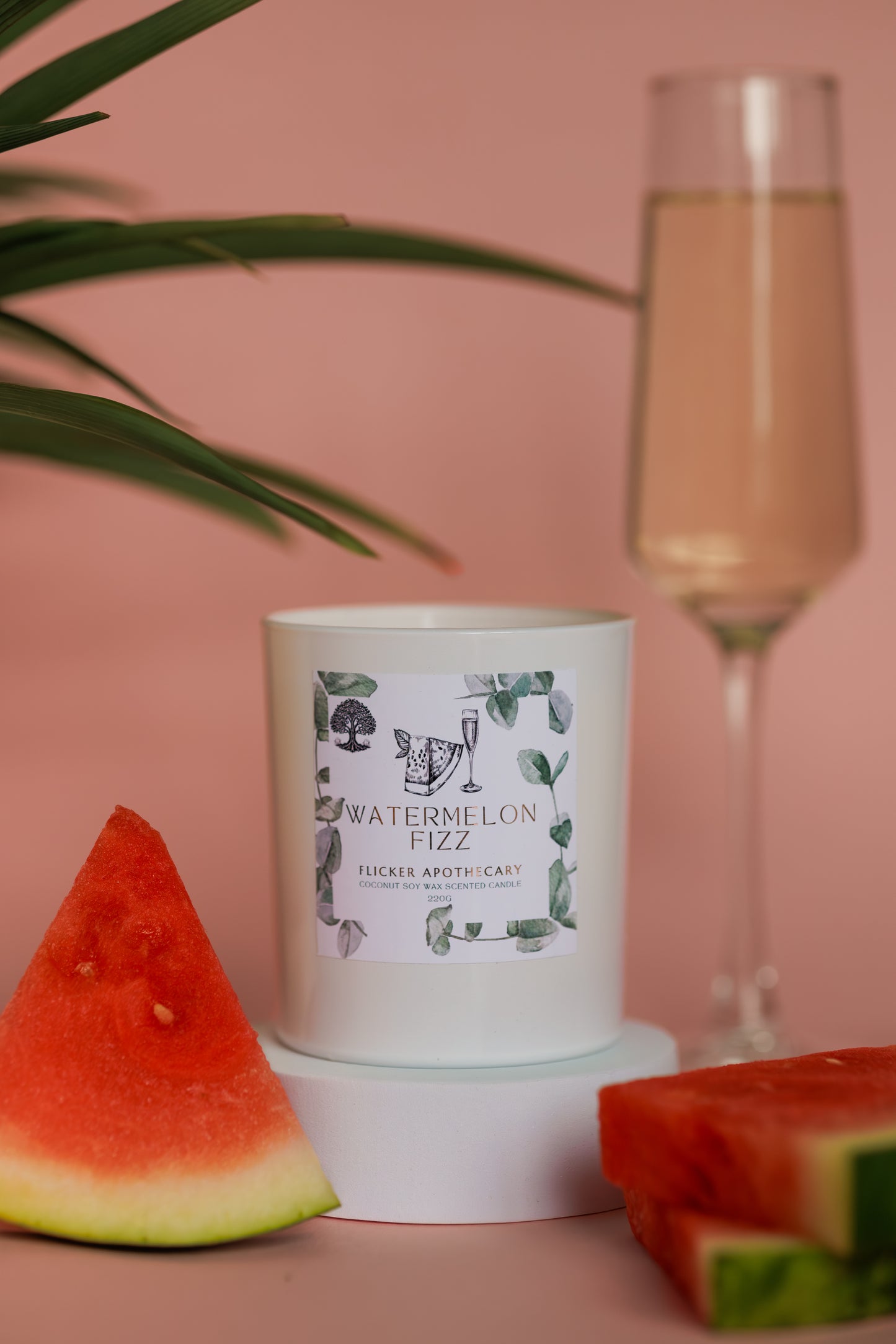 🍉 Watermelon Fizz Candle | 220g Coconut Soy Wax | Limited Edition | Flicker Apothecary