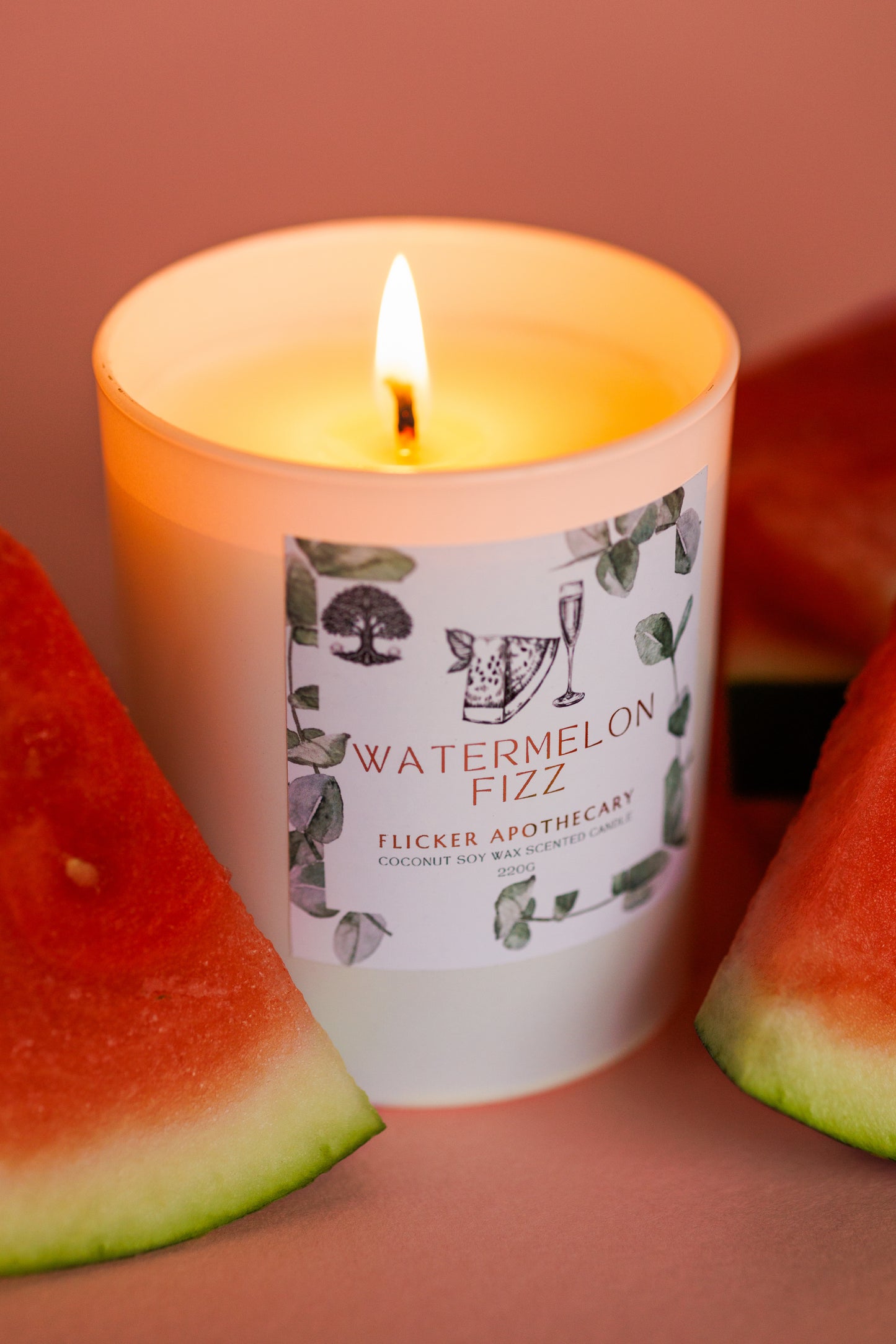 🍉 Watermelon Fizz Candle | 220g Coconut Soy Wax | Limited Edition | Flicker Apothecary