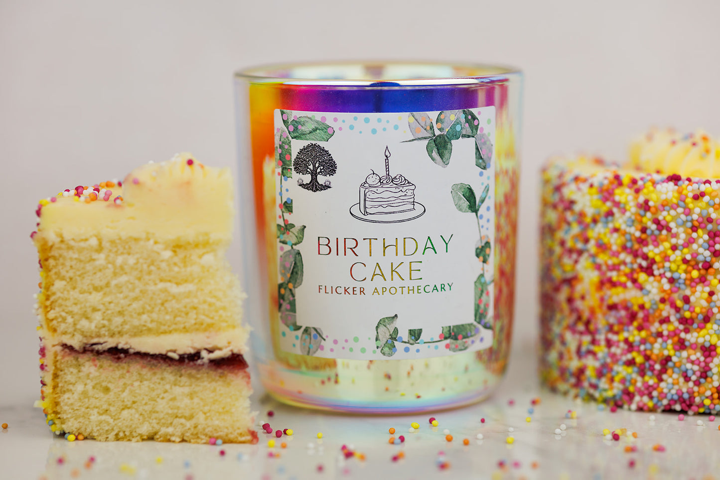 🎂 Birthday Cake Candle – 220g Coconut Soy Wax | Flicker Apothecary