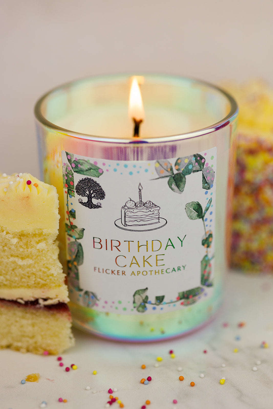 🎂 Birthday Cake Candle – 220g Coconut Soy Wax | Flicker Apothecary