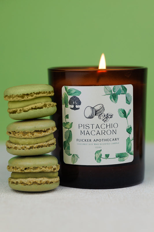 🥜 Pistachio Macaron Candle – 220g Coconut Soy Wax | Flicker Apothecary