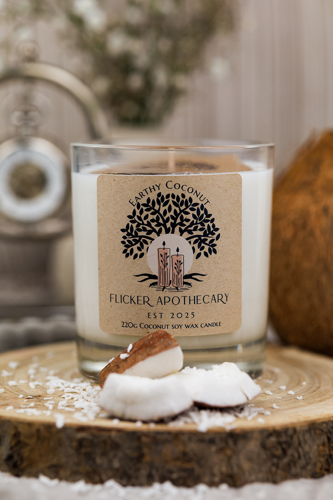 Earthy Coconut 220g Coconut Soy Wax Candle