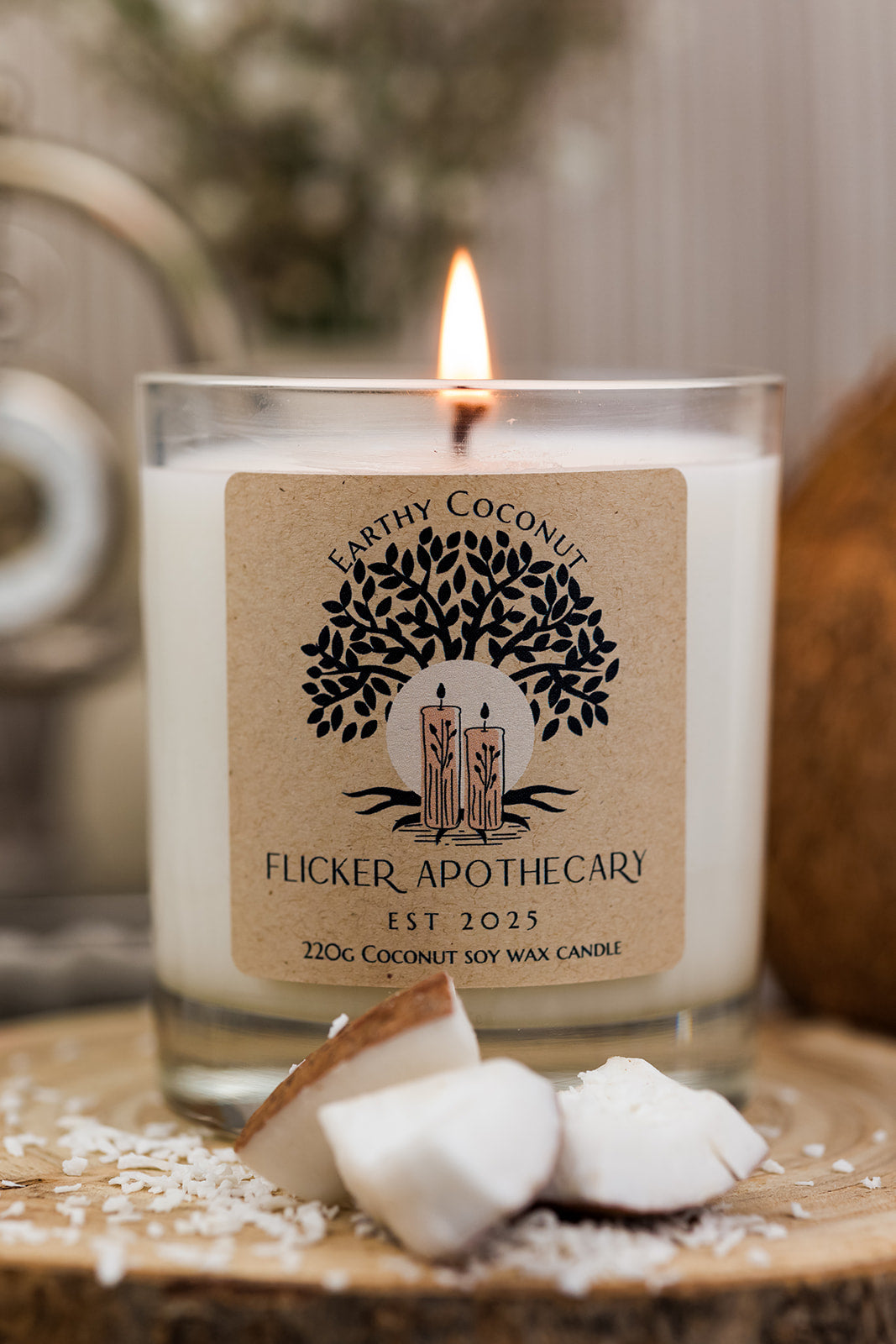 Earthy Coconut 220g Coconut Soy Wax Candle