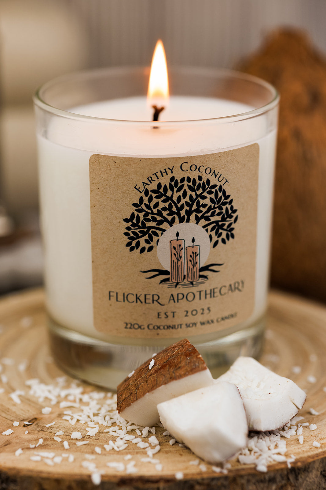 Earthy Coconut 220g Coconut Soy Wax Candle