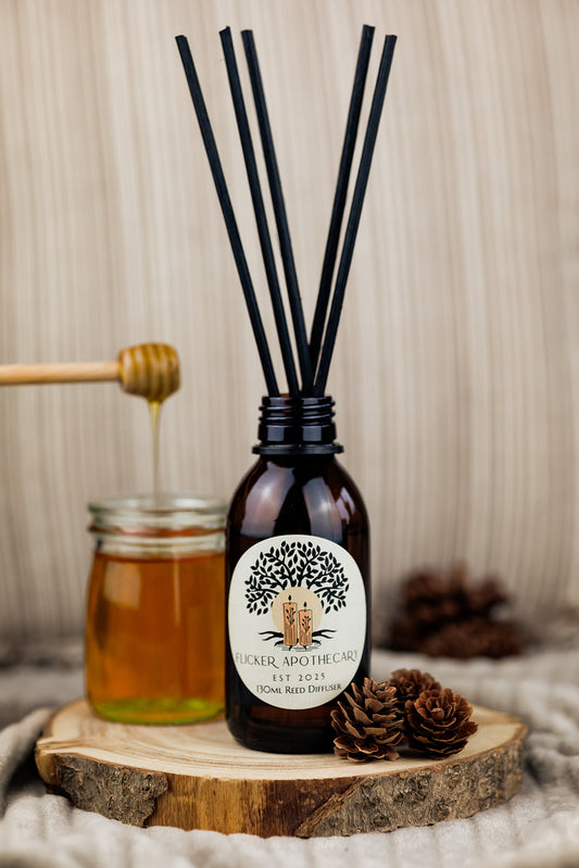 Smokey Honey Reed Diffuser – 130ml Vegan, Alcohol-Free | Long-Lasting Home Fragrance | Handmade in the UK
