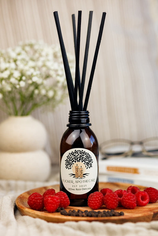 Raspberry Noir Reed Diffuser – 130ml Vegan, Alcohol-Free | Long-Lasting Home Fragrance | Handmade in the UK