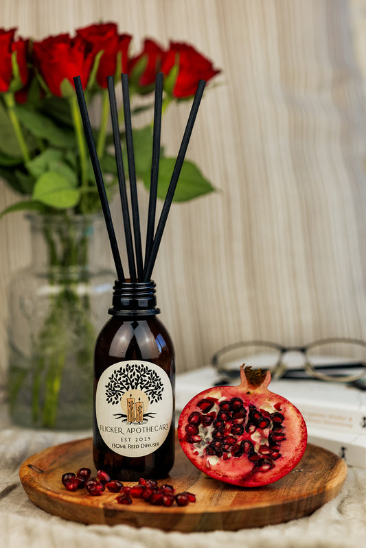 Pomegranate Desire Reed Diffuser – 130ml Vegan, Alcohol-Free | Long-Lasting Home Fragrance | Handmade in the UK